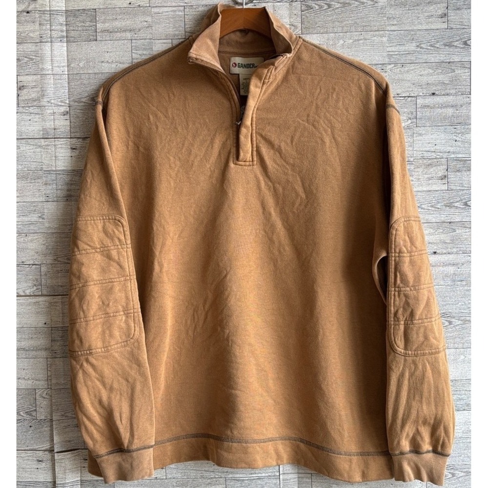 Brown Sweatshirt‎ GANDER MOUNTAIN Guide Quarter Zip men's large vintage